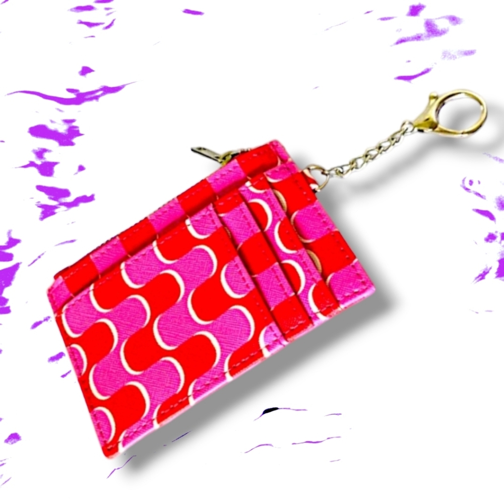 👛 Super Cute Pink Clip-On Card Carrier with Zip Change Compartment